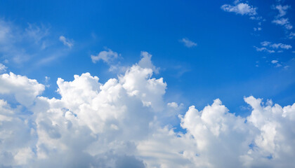 Sky Beautiful with Blue and White Cloud on Day Light, Nature Fluffy Cloud Sky Background.