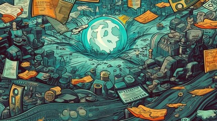 Obraz premium Cryptocurrency remittance process visualization . Fantasy concept , Illustration painting.