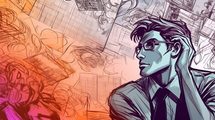 Creative brainstorming session concept . Fantasy concept , Illustration painting.