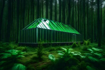 green house in the forest