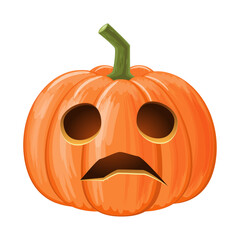 Halloween pumpkin . Jack o'lantern . Isolated white background . Vector .