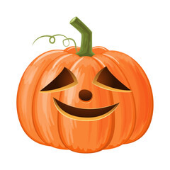 Halloween pumpkin . Jack o'lantern . Isolated white background . Vector .
