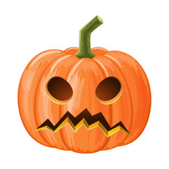 Halloween pumpkin . Jack o'lantern . Isolated white background . Vector .