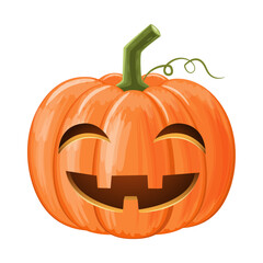 Halloween pumpkin . Jack o'lantern . Isolated white background . Vector .