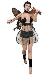Fototapeta na wymiar 3D Fairy muse with violin