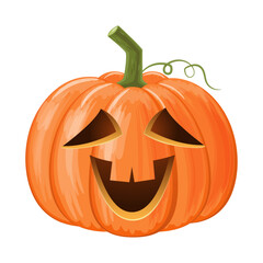 Halloween pumpkin . Jack o'lantern . Isolated white background . Vector .