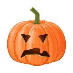 Halloween pumpkin . Jack o'lantern . Isolated white background . Vector .