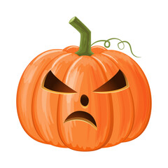 Halloween pumpkin . Jack o'lantern . Isolated white background . Vector .
