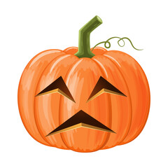 Halloween pumpkin . Jack o'lantern . Isolated white background . Vector .