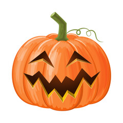 Halloween pumpkin . Jack o'lantern . Isolated white background . Vector .