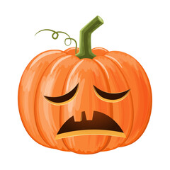 Halloween pumpkin . Jack o'lantern . Isolated white background . Vector .