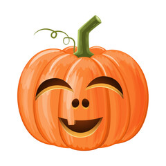 Halloween pumpkin . Jack o'lantern . Isolated white background . Vector .