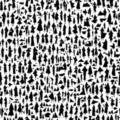 Black and white seamless pattern of human figures. AI generated.