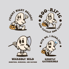 Halloween ghost vintage cartoon