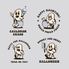 Halloween ghost vintage cartoon