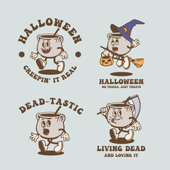 Halloween cauldron vintage cartoon