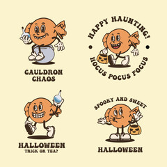 Obraz na płótnie Canvas Halloween candy vintage cartoon