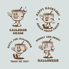 Halloween cauldron vintage cartoon