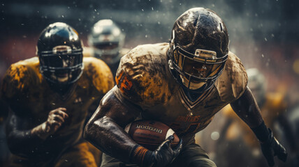 Fototapeta premium american football players in the action grand arena generative ai