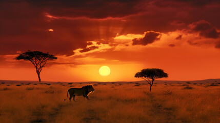 Obraz na płótnie Canvas sunset in continent