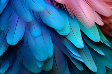 Colorful Feather Background Texture. Vibrant, Artistic Design with Exotic Wing Details &ndash; Ultra-Realistic and Elegant. Generative AI.