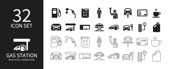 Icon set related to gas stations