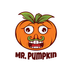 orange or pumpkin icon logo mascot illustration design with various unique expressions