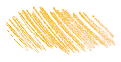 yellow pencil strokes isolated on transparent background