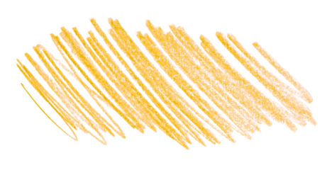 yellow pencil strokes isolated on transparent background