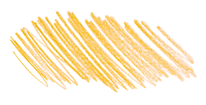 yellow pencil strokes isolated on transparent background