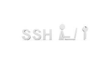 SSH concept white background 3d render illustration
