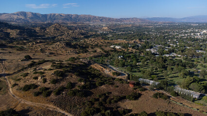 Fototapeta na wymiar Aerial View of Chatsworth and Santa Susana Pass, San Fernando Valley, California
