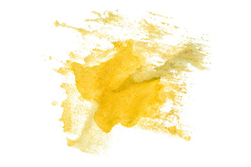 Yellow watercolor background. Artistic hand paint. Isolated on transparent background.
