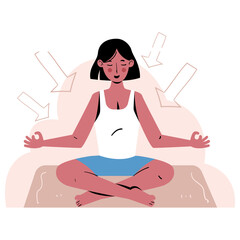 Girl Doing Yoga for Peace Mental Health 2D Color Illustrations