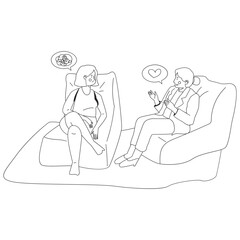 Mental Health Counselor  2D Outline Illustrations