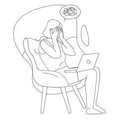 Girl With Unstable Mental Health Mental Health 2D Outline Illustrations