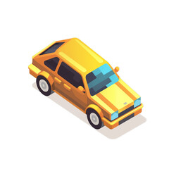 illustration of a yellow toy car isometric 