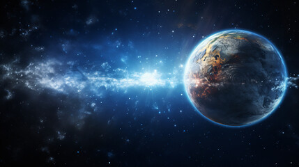 Naklejka na ściany i meble Planet Earth on starry space background