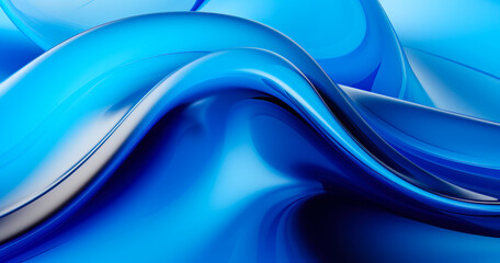 Abstract 3D blue fluid twisted wavy glass morphism. Design visual element for background, wallpaper, banner, cover, poster or header