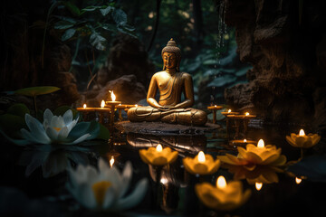 Buddha is in meditation, generative AI