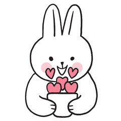 Cartoon cute character white rabbit and heart vector.