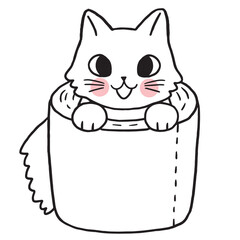Cartoon cute character funny cat vector.