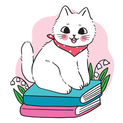 Cartoon cute character funny cat vector.