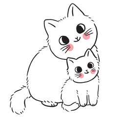 Cartoon cute funny character cat and baby vector.