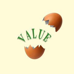 value inside the broken egg. The concept of business. - 629430061