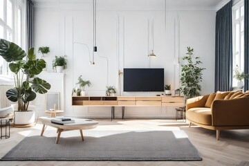 Scandinavian living room Background. Contemporary Interior Design