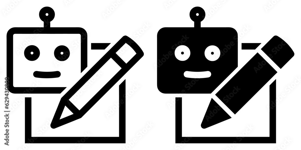Poster ofvs408 outlinefilledvectorsign ofvs - ai generated text vector icon . robot writes with edit pen si