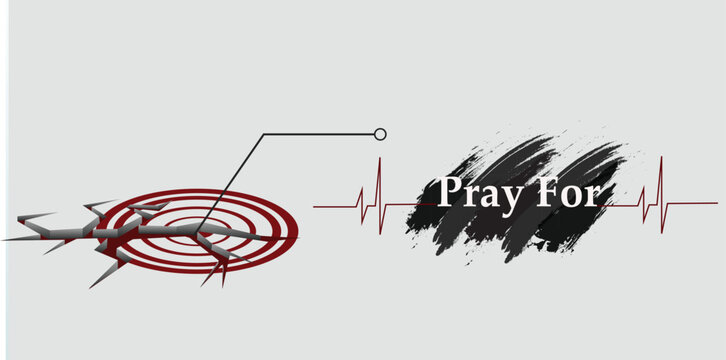 vector illustration of ground cracks due to earthquake disaster, pray for eps10
