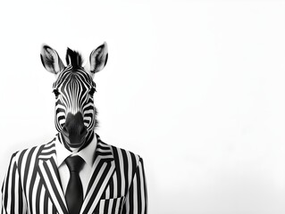 Streifen der Eleganz: Das Zebra im Business-Anzug