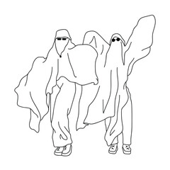 Friendship ghost  line art, halloween charater line art